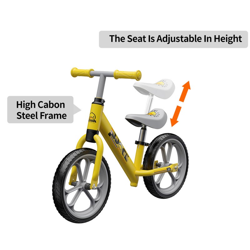 B.Duck - Kids Balance Bike, Adjustable seat & handlebar, Anti-slip Handle & Wheels, Indoor/Outdoor Ride, Yellow, 2-5 Y - Image 5